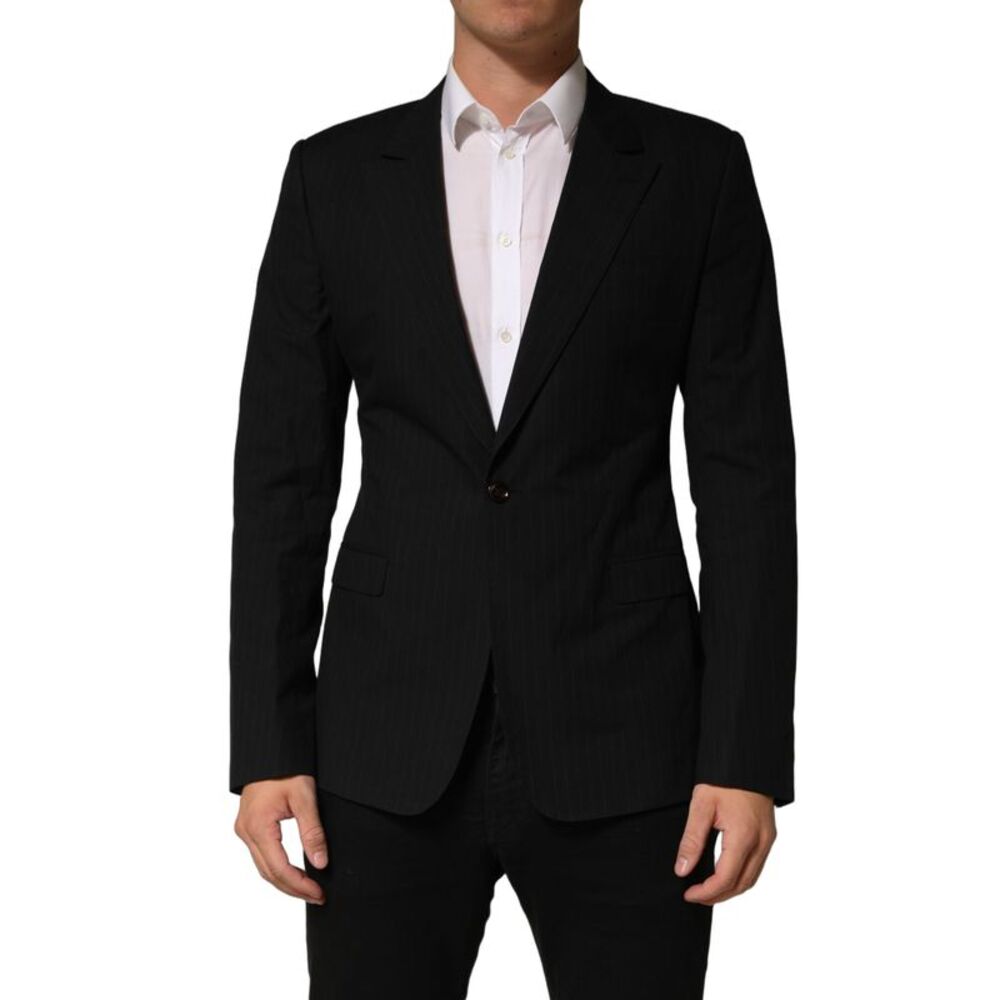 Dolce & Gabbana Black Pinstripe Men Single Breasted Men's Jacket